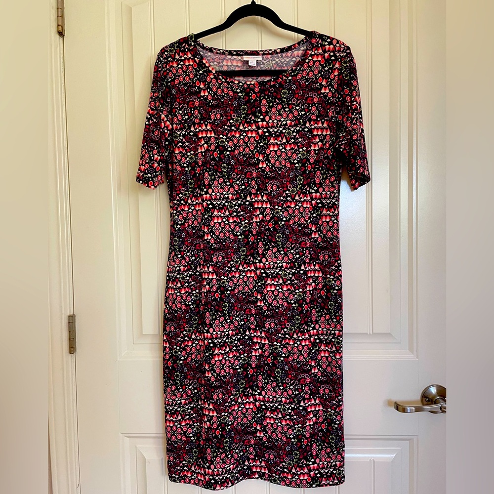 LuLaRoe pink Patterned, short sleeve dress, L
